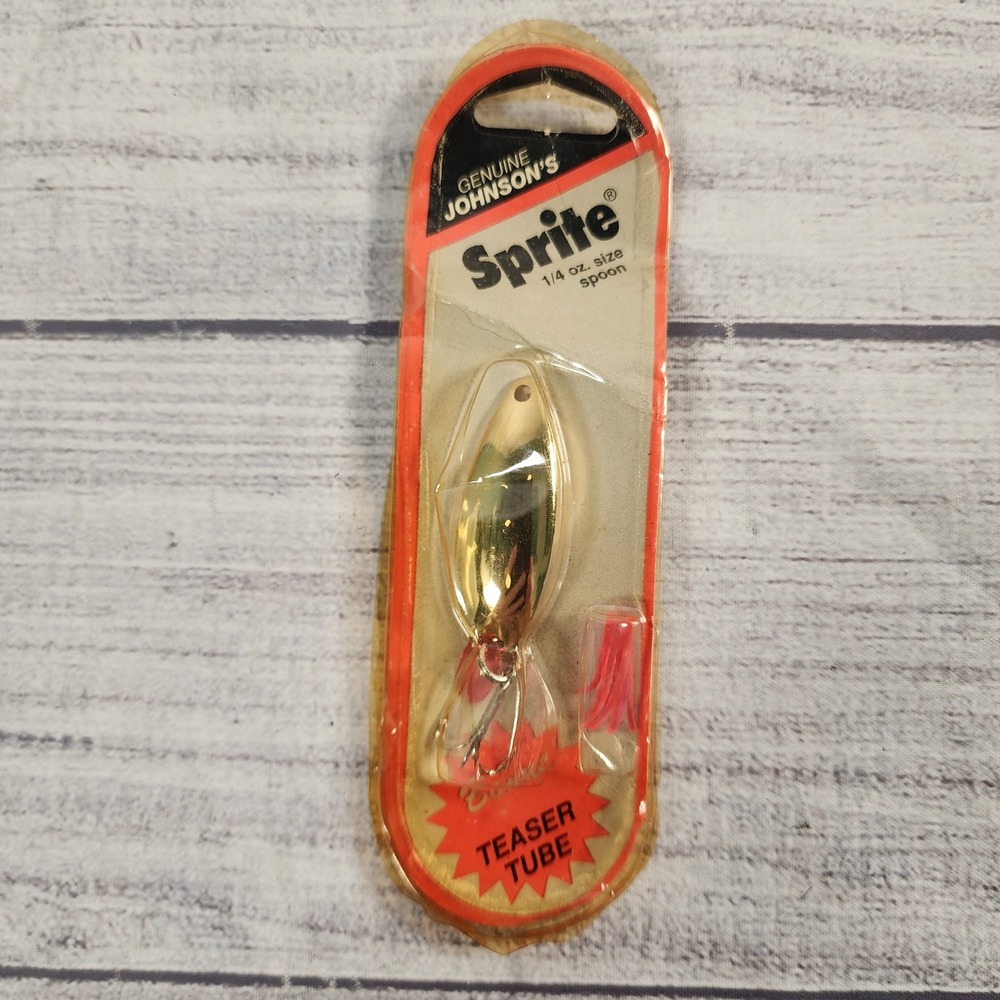 Johnson Lures Sprite 1/4 oz Gold Spoon Fishing Lure with Teaser Tube Vintage NEW